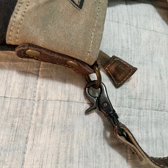 Canvas Shoulder Bag - Brown and Black by Myra Bag - Picture 10 of 11